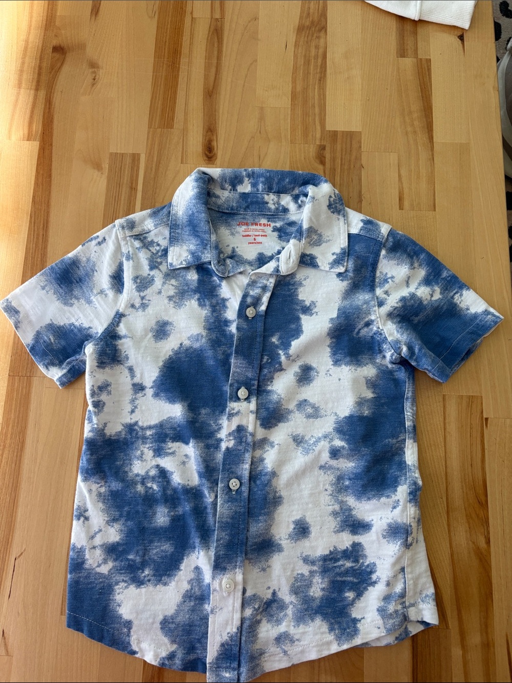 Joe Fresh Blue & White Tie-Dye Button-Down Shirt for Kids